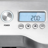 Sage Dual Boiler BES920UK Espresso Machine in Brushed Stainless Steel, close-up of the display