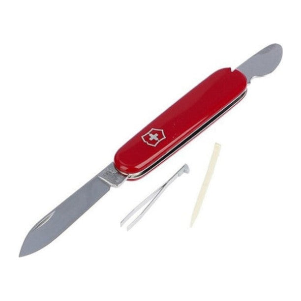 Victorinox Watch Opener 0.2102 Pocket Knife in Red, opened, with tweezers and toothpick
