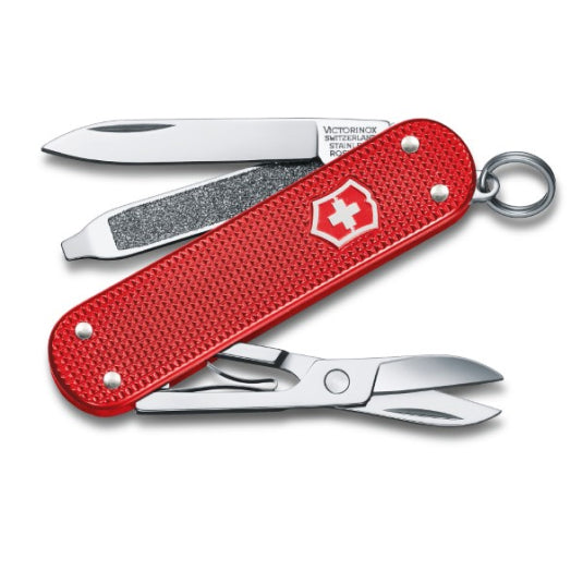 Victorinox Classic SD Alox 0.6221 Pocket Knife, opened, showing its tools