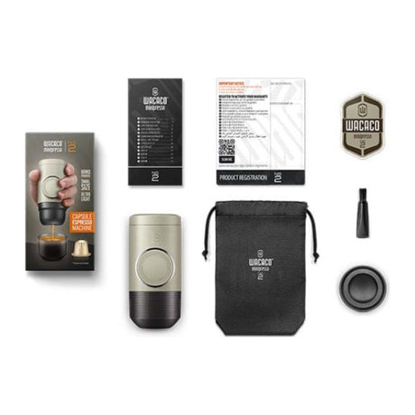 Wacaco Minipresso NS2 Portable Espresso Maker, with its accessories