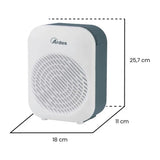 Ardes AR4F14G Fan Heater in White/Grey, dimensions drawing