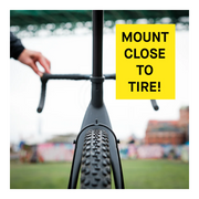Ass Savers Win-Wing 2 Gravel rear mudguard in Black Dots design, mounted on the seat stays of a gravel bike.