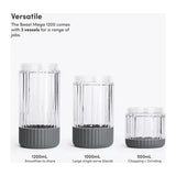 Beast Mega 1200 Plus B12MH Blender in Charcoal, three vessels in different sizes with volume labels