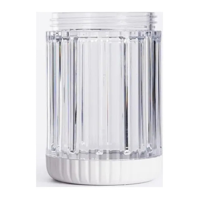 Beast Mighty B85MH Personal Blender in Cloud White, close-up of the tall ribbed vessel with threaded open top