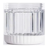 Beast Mighty B85MH Personal Blender in Cloud White, close-up of the short ribbed jar with threaded open top