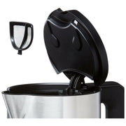 Bosch Styline TWK8613P kettle in black with digital temperature control buttons on the base.