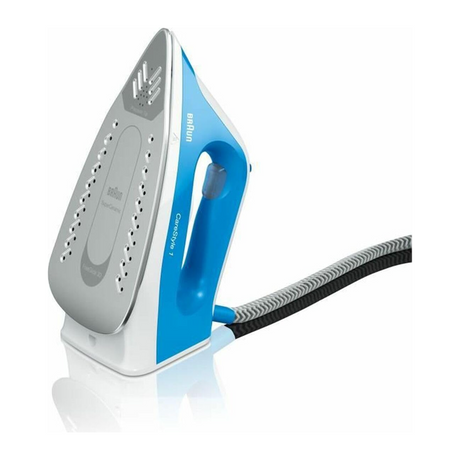 Braun CareStyle 1 IS1012BL Steam Generator Iron in White/Blue, close-up of the iron
