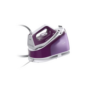 Braun CareStyle 1 IS1514 VI steam generator iron in violet and white, showing its compact base and 1.5L water tank.