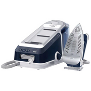 Braun CareStyle 7 Pro IS 7282 BL steam generator iron in blue and white, featuring a 2L removable water tank and ergonomic handle.