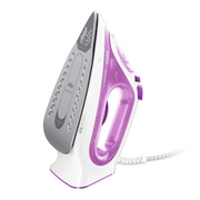 Braun SI 3030 PU TexStyle 3 Steam Iron in purple and white, featuring the FreeGlide 3D ceramic soleplate and precision tip