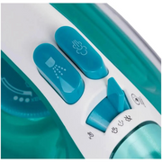 Braun TexStyle 3 Steam Iron SI 3041 GR in turquoise and white, featuring a FreeGlide 3D ceramic soleplate and precision tip.