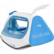 Braun SI 3053 BL TexStyle 3 Steam Iron in blue and white, showcasing the FreeGlide 3D ceramic soleplate and precision tip