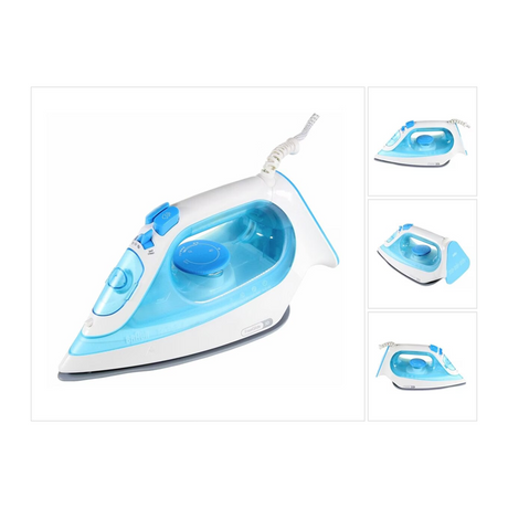 Braun TexStyle 3 SI 3053 BL Steam Iron in Blue and White, with its features shown