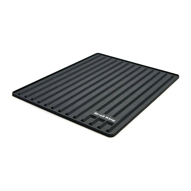 Broil King 60009 in Black, flat ribbed mat with raised edge on plain background