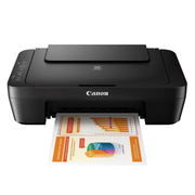 Canon PIXMA MG2551S All-In-One inkjet printer in black, showing the top scanner bed and compact design.