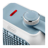 De'Longhi Capsule Desk HFX10B03.LB Desk Fan Heater in Blue, controls and display