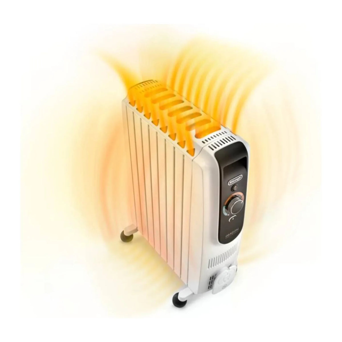 De'Longhi TRD51025DL, illustration of warm air rising from the fins