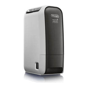 De'Longhi DNS65, three-quarter view of the white and dark grey unit