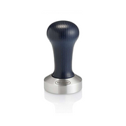 De'Longhi DLSC058 coffee tamper featuring a polished 51mm stainless steel base and an ergonomic grey wooden handle.