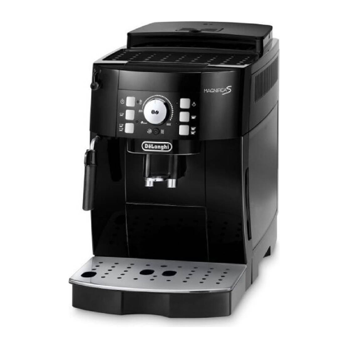 De'Longhi Magnifica S ECAM12.123.B Bean-to-Cup Coffee Machine in Black, angled view