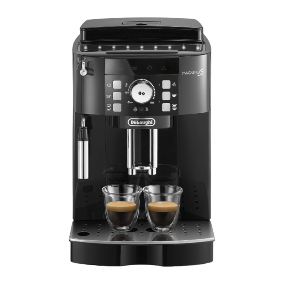 De'Longhi Magnifica S ECAM12.123.B Bean-to-Cup Coffee Machine in Black, front view