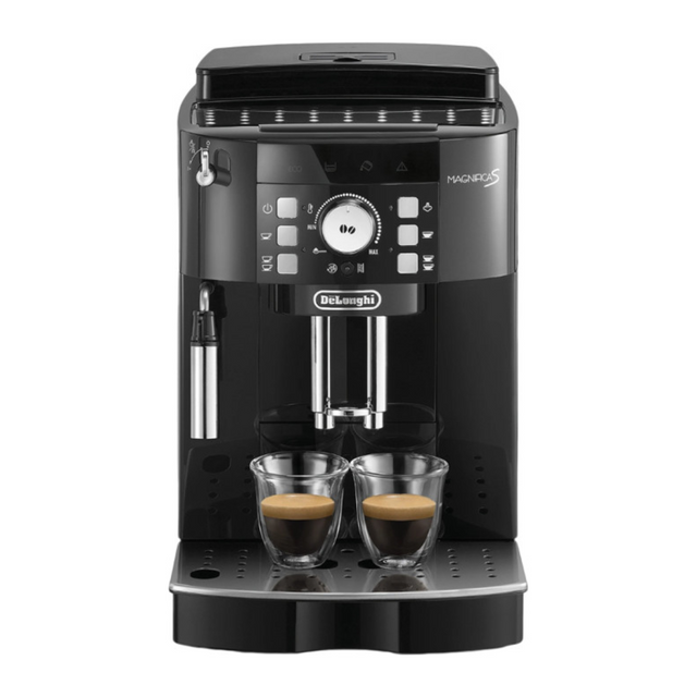 De'Longhi Magnifica S ECAM12.123.B Bean-to-Cup Coffee Machine in Black, front view