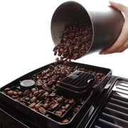 De'Longhi Magnifica Start automatic coffee machine in silver and black featuring one-touch icons and manual steam wand.