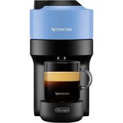 De'Longhi Nespresso Vertuo Pop coffee machine in Pacific Blue with a compact, modern design.