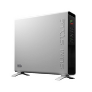 De'Longhi Slim Style HSX2320 2000W Convector Heater in White featuring a lateral fan system and slim 9cm profile.