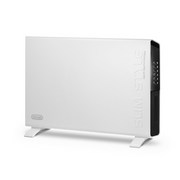 De'Longhi Slim Style HSX2320 2000W Convector Heater in White featuring a lateral fan system and slim 9cm profile.