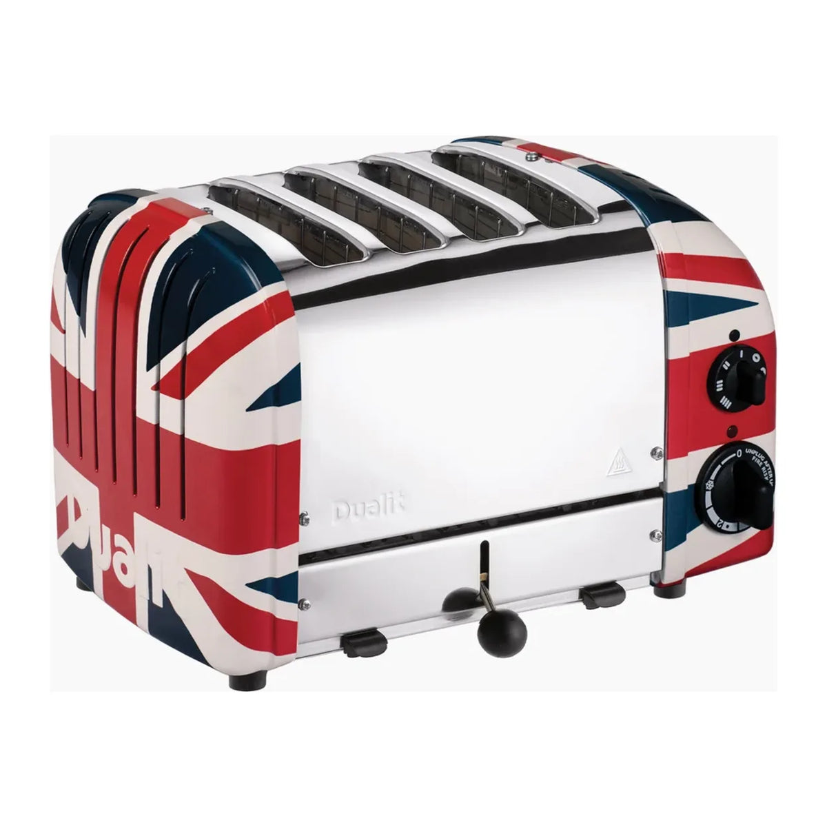 Dualit 47205, three-quarter view showing flag pattern on the side panel