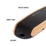 House of Marley Bag of Riddim 2 wireless speaker in its black REWIND fabric carry bag with a solid bamboo faceplate.