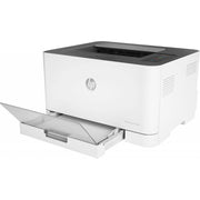 HP Color Laser 150nw wireless printer in white, showing its ultra-compact design and LED control panel.