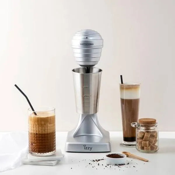 Izzy Caffeccino 222873 Frappe Maker in Silver, in a room setting