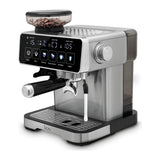 Izzy Home Barista IZ-6026 Espresso Machine in Brushed Stainless Steel, angled view