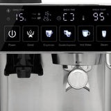 Izzy Home Barista IZ-6026 Espresso Machine in Brushed Stainless Steel, controls and display