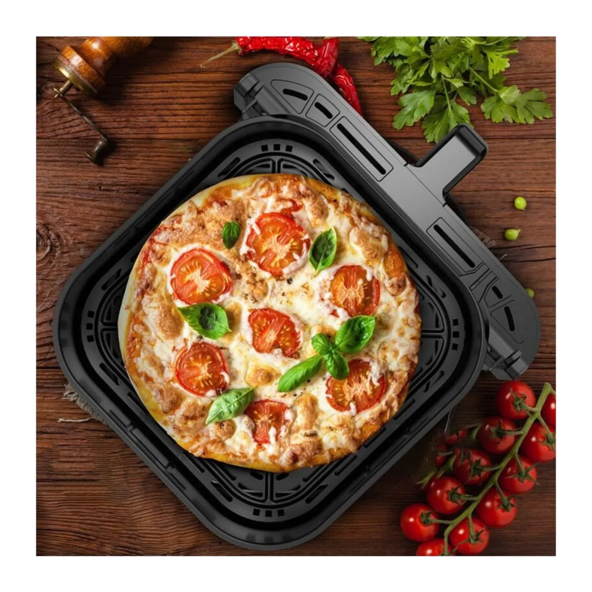 Izzy IZ-8264 Air Fryer in Black, in use