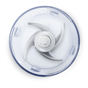 IZZY Multi 550 food chopper in white showing the triple stainless steel blade system and 0.6L bowl.