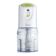 IZZY Multi 550 food chopper in white showing the triple stainless steel blade system and 0.6L bowl.