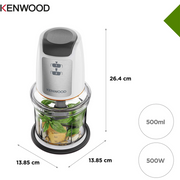 Kenwood EasyChop CHP61.100WH Food Chopper in white with Quad Blade system and 500ml bowl.