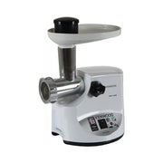 Kenwood MG450 white meat grinder with 1400W motor, three cutting screens, and sausage maker attachment.