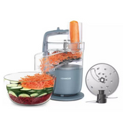 Kenwood MultiPro Go FDP22.130GY Compact Food Processor in Storm Grey with Express Serve attachment and stainless steel blades.