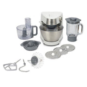 Kenwood Prospero+ Kitchen Machine in White, featuring a 4.3L stainless steel bowl and various attachments.