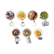 Kenwood Prospero+ Kitchen Machine in White, featuring a 4.3L stainless steel bowl and various attachments.