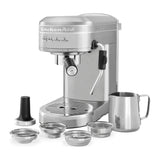 KitchenAid Artisan 5KES6503B Espresso Machine in Stainless Steel, with milk jug, tamper and four filter baskets