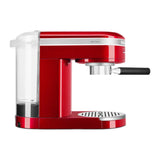 KitchenAid Artisan 5KES6503B Espresso Machine in Candy Apple, side view showing the clear removable water tank