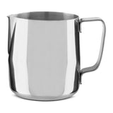 KitchenAid Artisan 5KES6503B Espresso Machine in Candy Apple, metal milk jug with pouring spout and handle