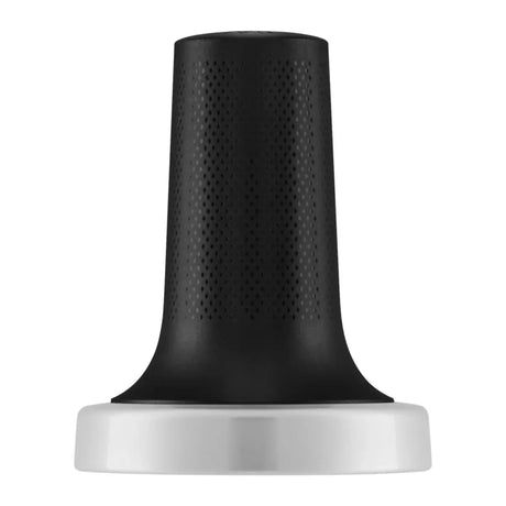 KitchenAid Artisan 5KES6503B Espresso Machine in Candy Apple, close-up of the black textured tamper