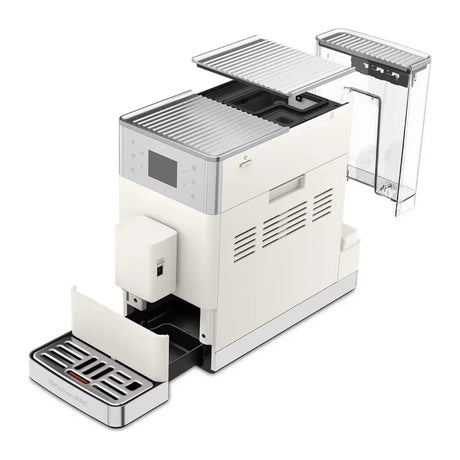KitchenAid 5KES8453B in Porcelain White, with water tank, lid and drip tray removed
