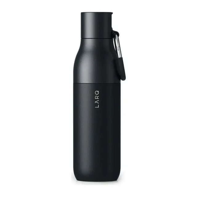 LARQ BNSOB074A, front view of bottle with carabiner on plain background